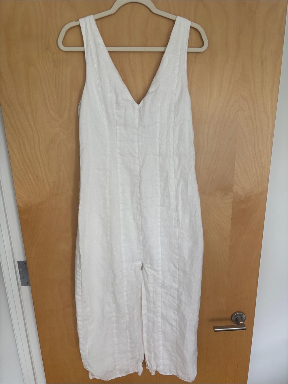 DISSH White Linen Midi Dress - V-Neck Sleeveless — US SIZE 10